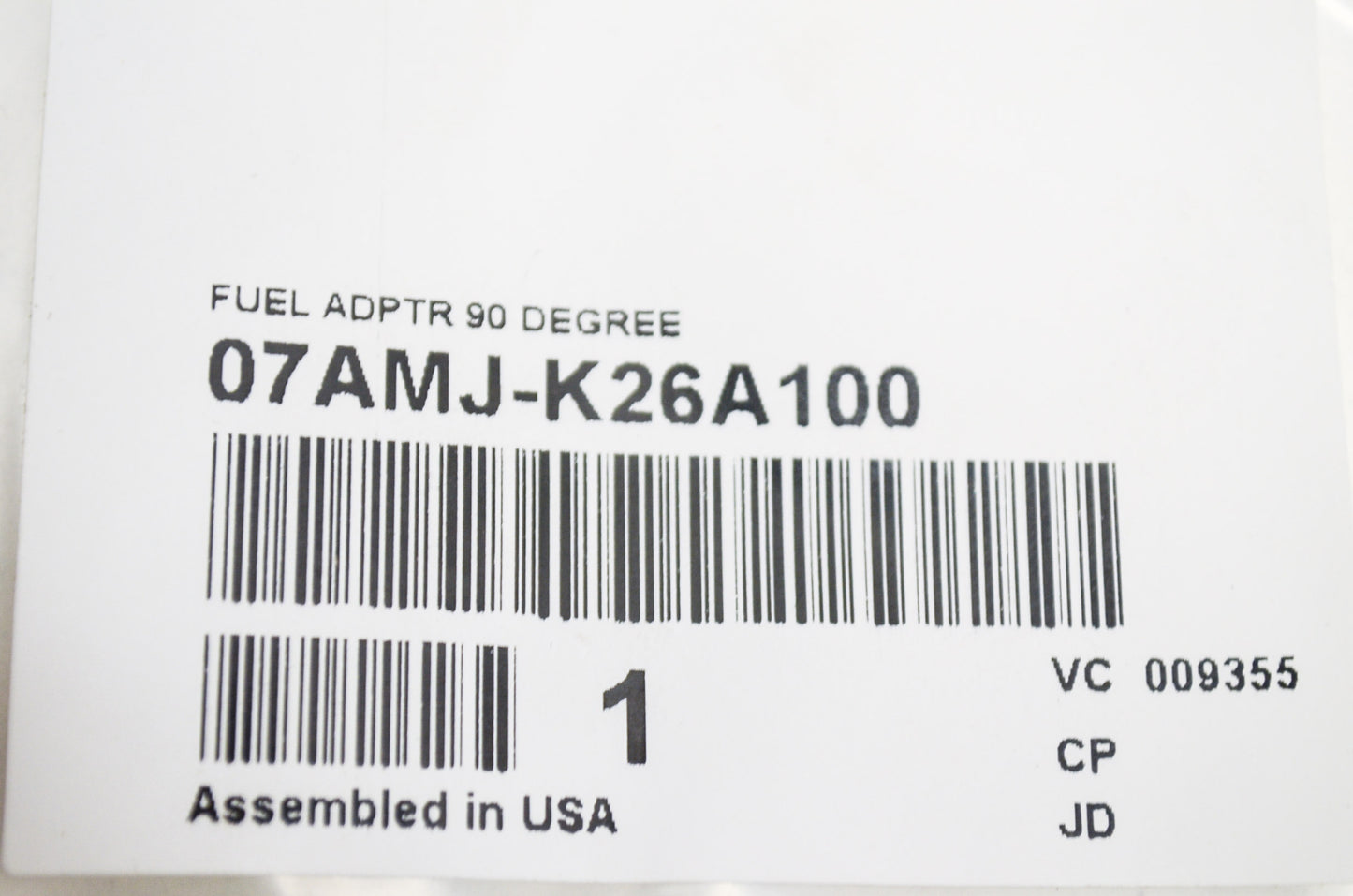 OEM Honda 07AMJ-K26A100 Fuel Adapter 90 Degree NOS