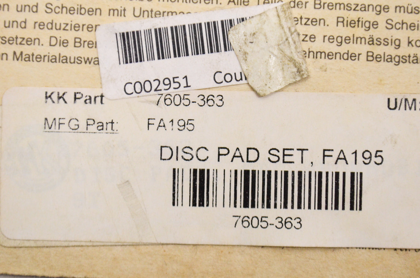 New EBC Brake Pad Qty 2 NOS