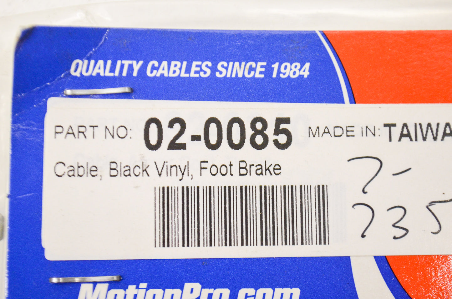 Motion Pro 02-0085 Foot Brake Cable NOS