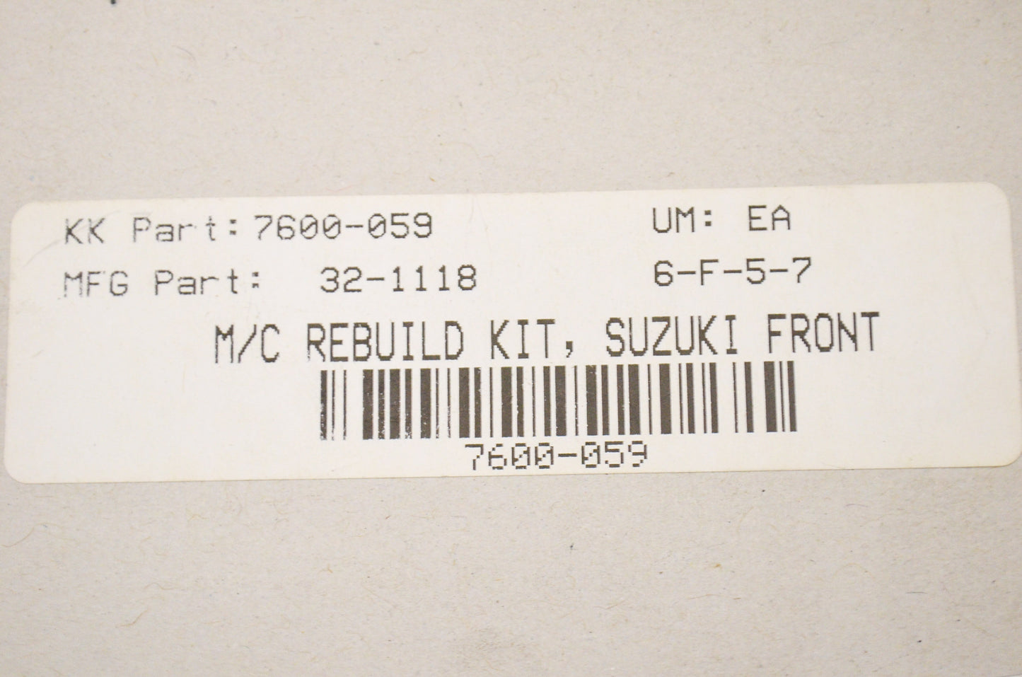 New K&L Master Cylinder Rebuild Kit NOS