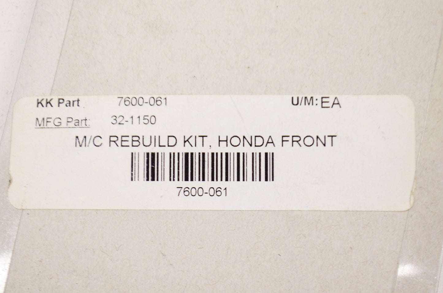 K&L 32-1150, 7600-061, MSB-111K Master Cylinder Rebuild Kit NOS