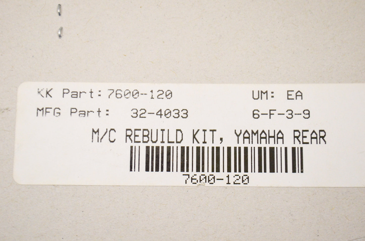 New K&L 32-4033, 7600-120, MSR-212 Master Cylinder Rebuild Kit NOS