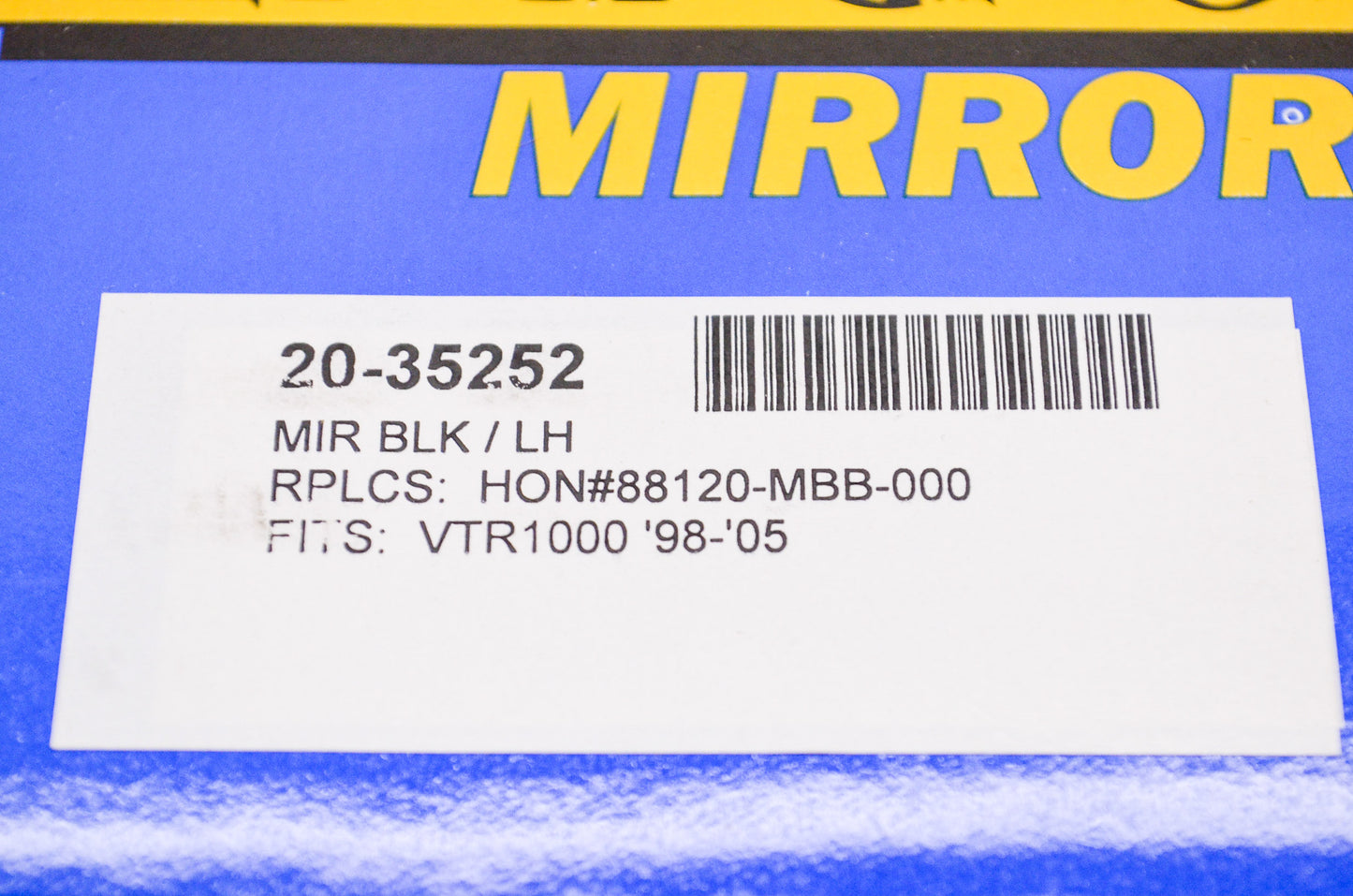 Emgo 20-35252, 2300-169, 88120-MBB-000 Left Mirror Black Fits Honda VTR1000 '98-