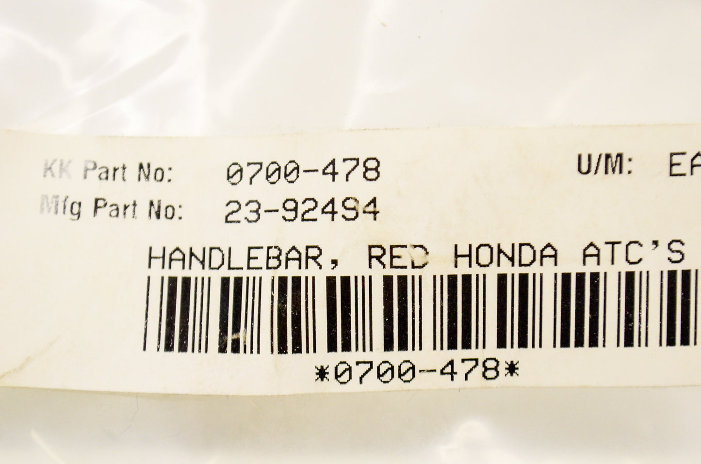 New Emgo Red Honda ATC Handlebar NOS