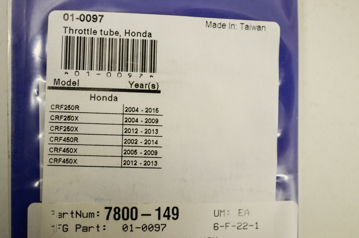 New Motion Pro Throttle Tube Honda NOS