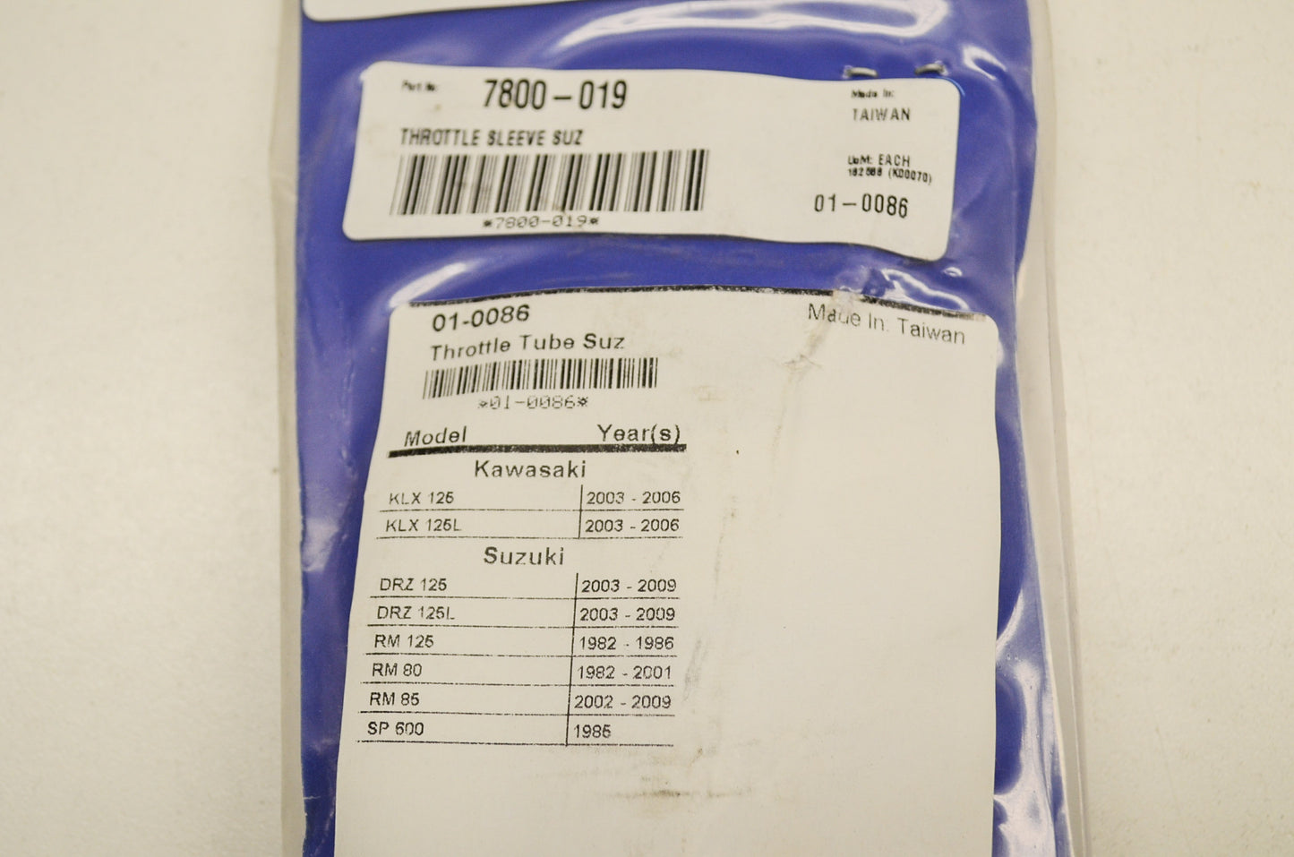 Motion Pro 7800-019, 01-0086 Throttle Tube Suzuki Kawasaki NOS