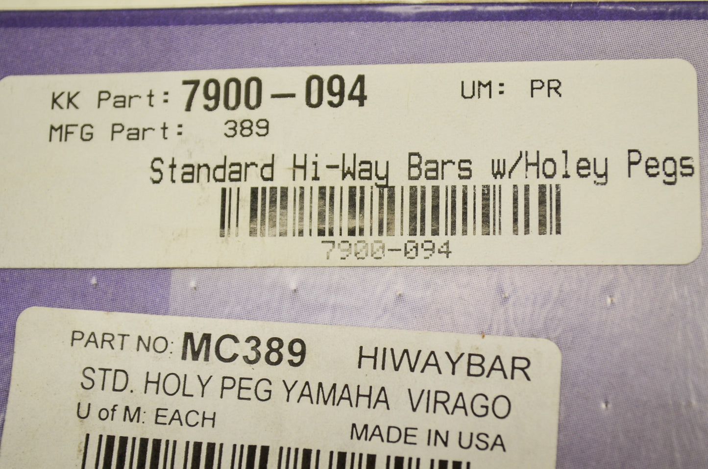 Hi-Way Bar Kit with Holey Pegs Yamaha NOS