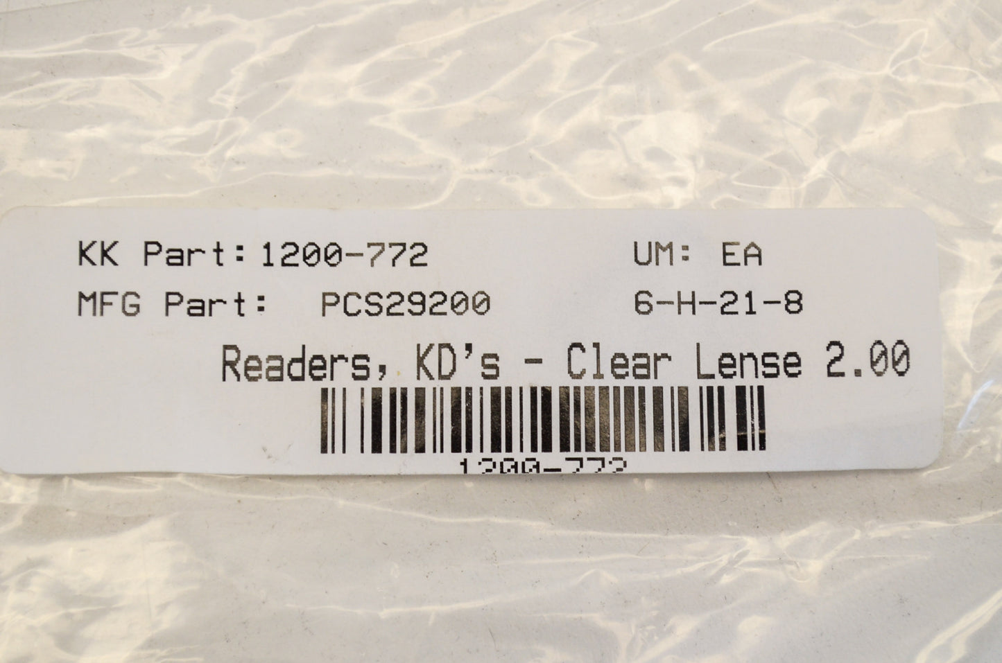 New PCS KD's Readers Clear Lense 2.00 NOS