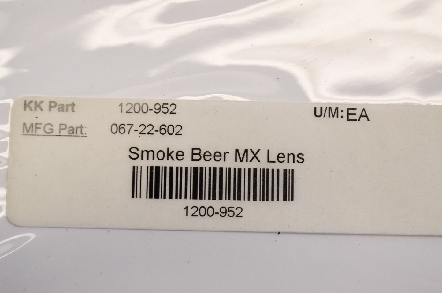 EKS Brand 1200-952, 067-22602, 067-22-602 Smoke Beer MX Lens NOS