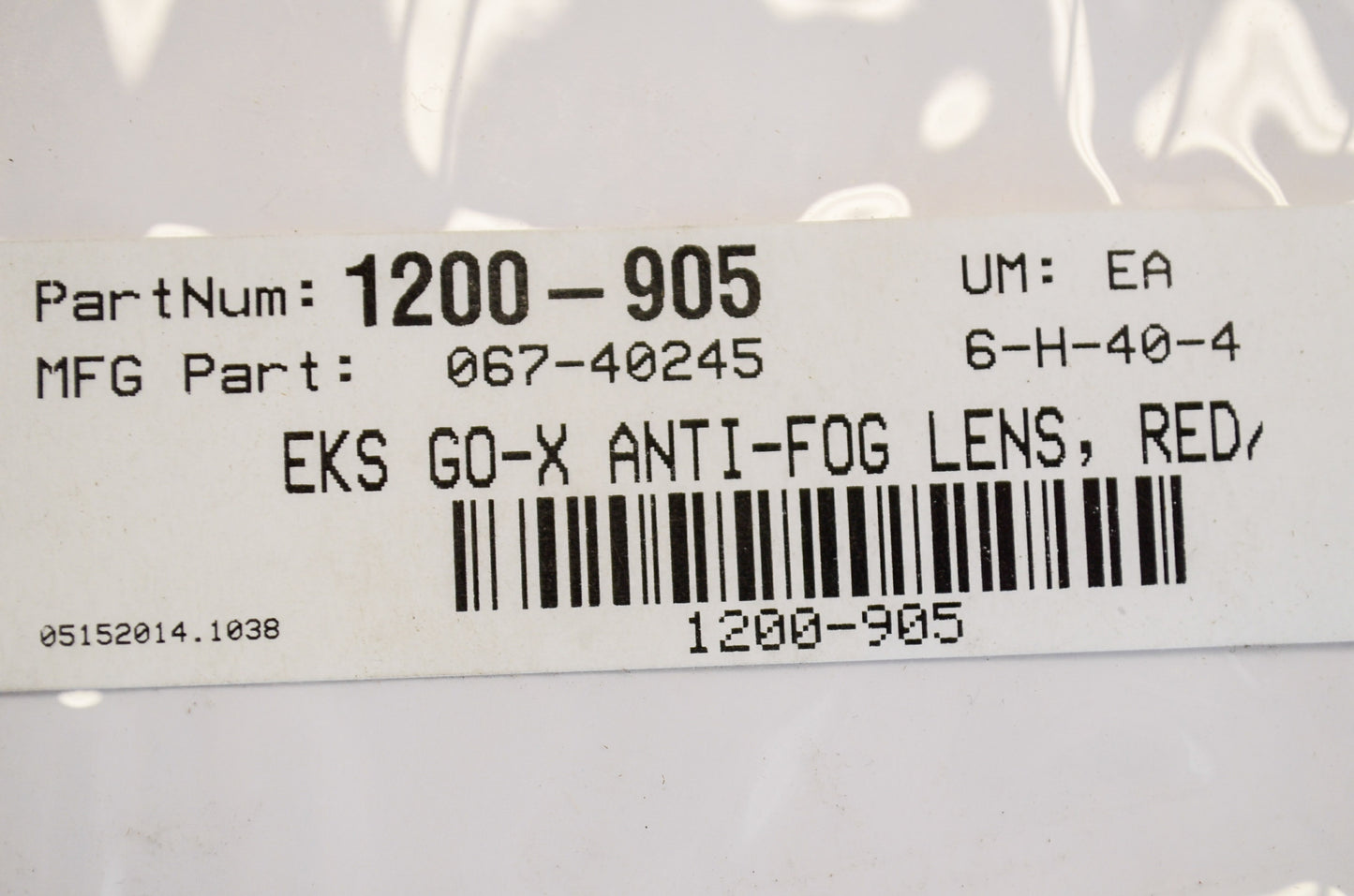 EKS Brand 1200-905, 067-40245 Go-X Anti-Fog Lens Red Mirror NOS