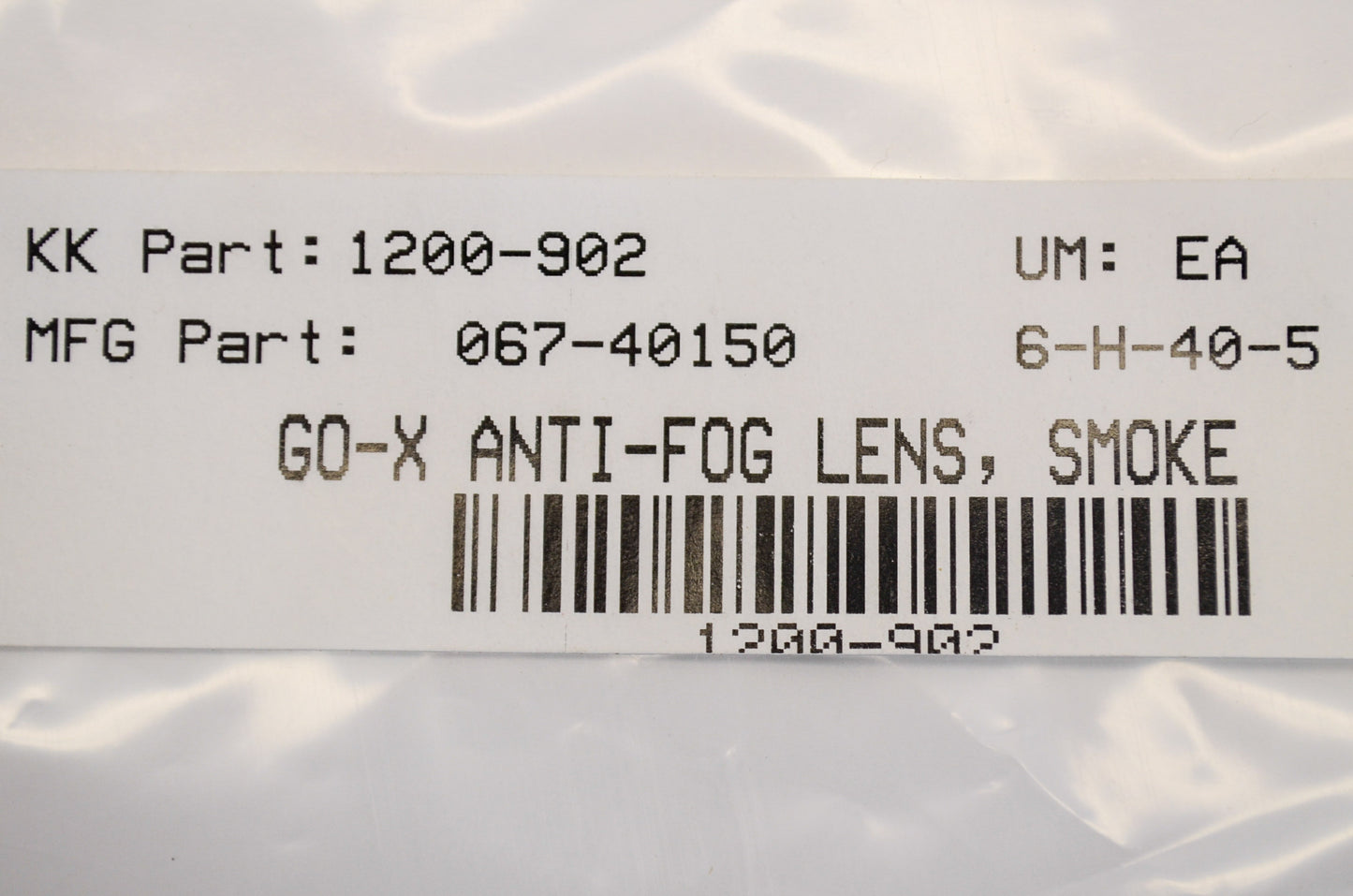 New EKS Brand Go-X Anti-Fog Lens Smoke NOS