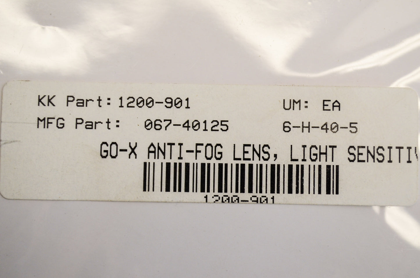New EKS Brand Go-X Anti-Fog Light Sensitive Lens NOS