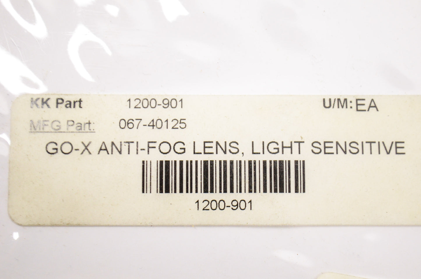 EKS Brand 1200-901, 067-40125 Go-X Anti Fog Light Sensitive Lens NOS