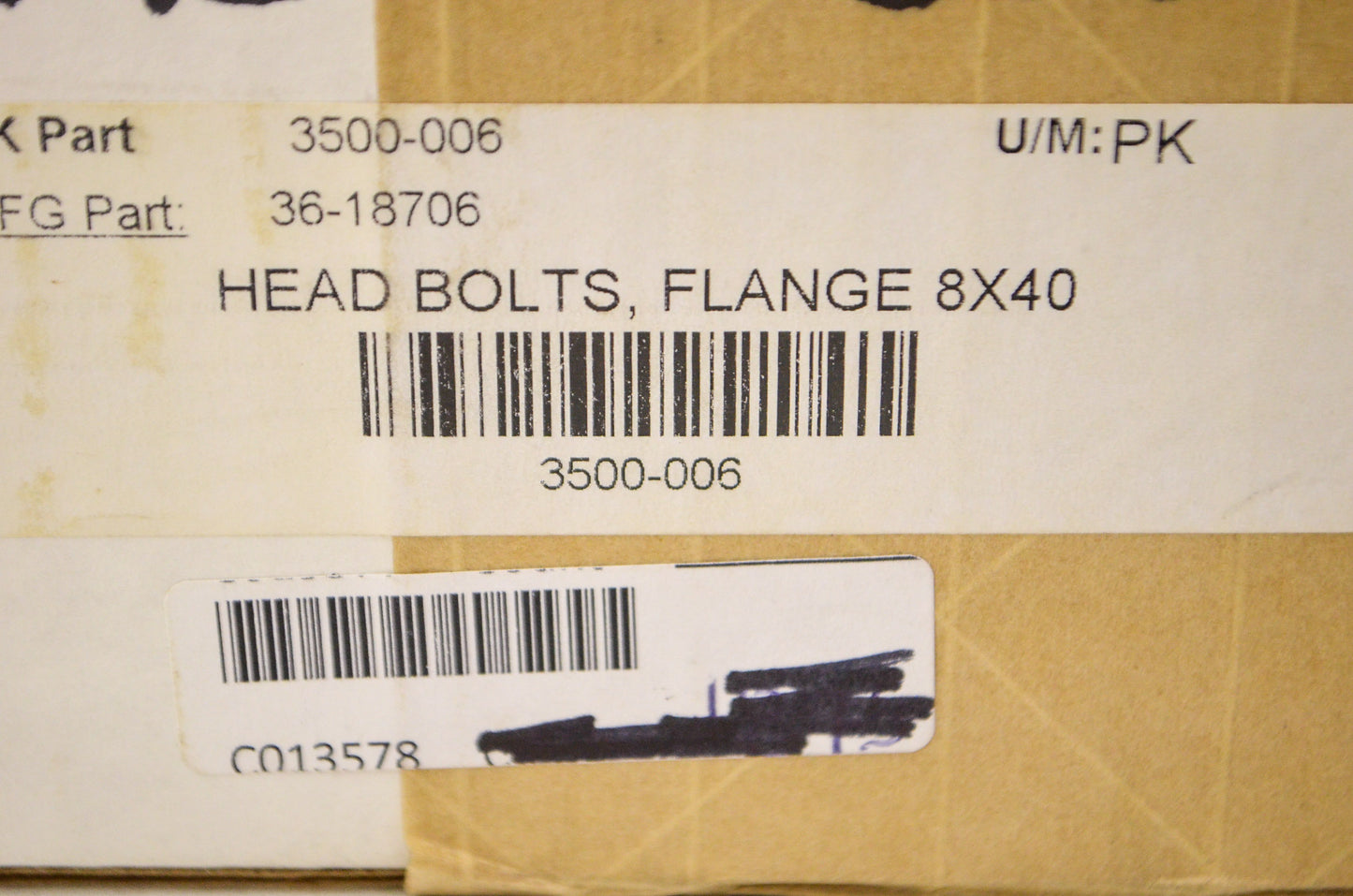 KK 3500-006, 36-18706 Flange Head Bolts 8x40 Qty 5 NOS