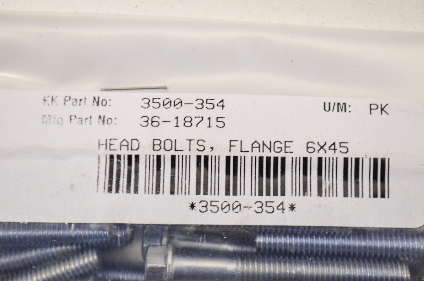 KK 3500-354, 36-18715 Flange Head Bolts 6x45 Qty 25 NOS