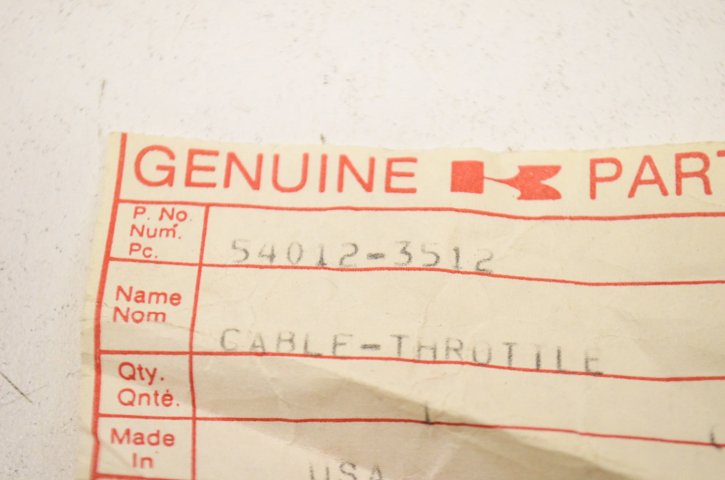 New OEM Kawasaki Throttle Cable NOS