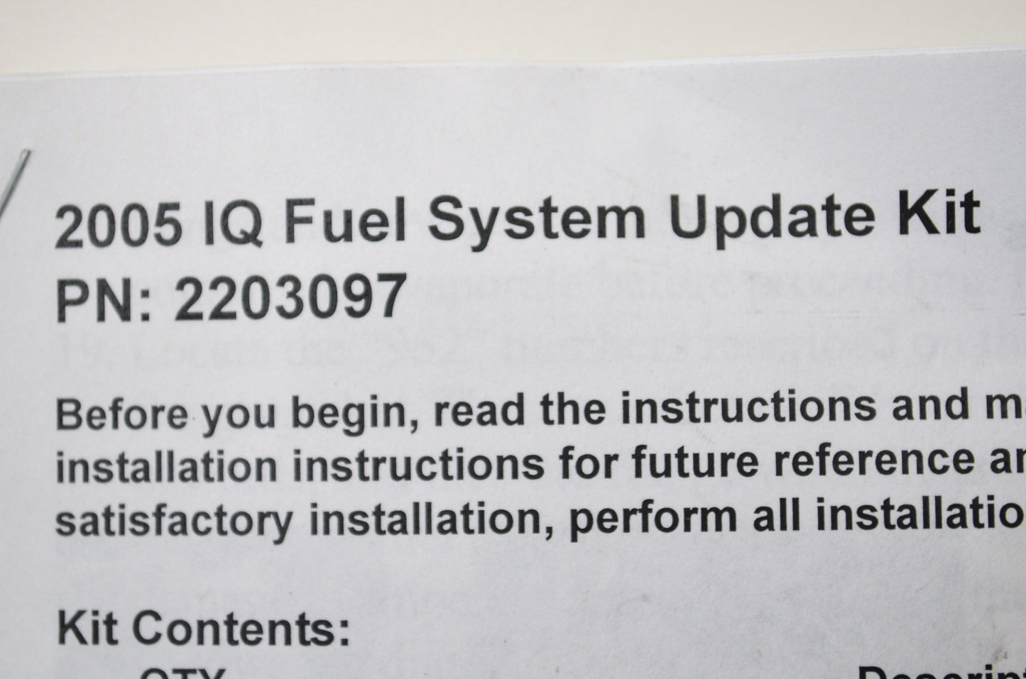 OEM Polaris 2203097 Fuel System Upgrade Kit NOS
