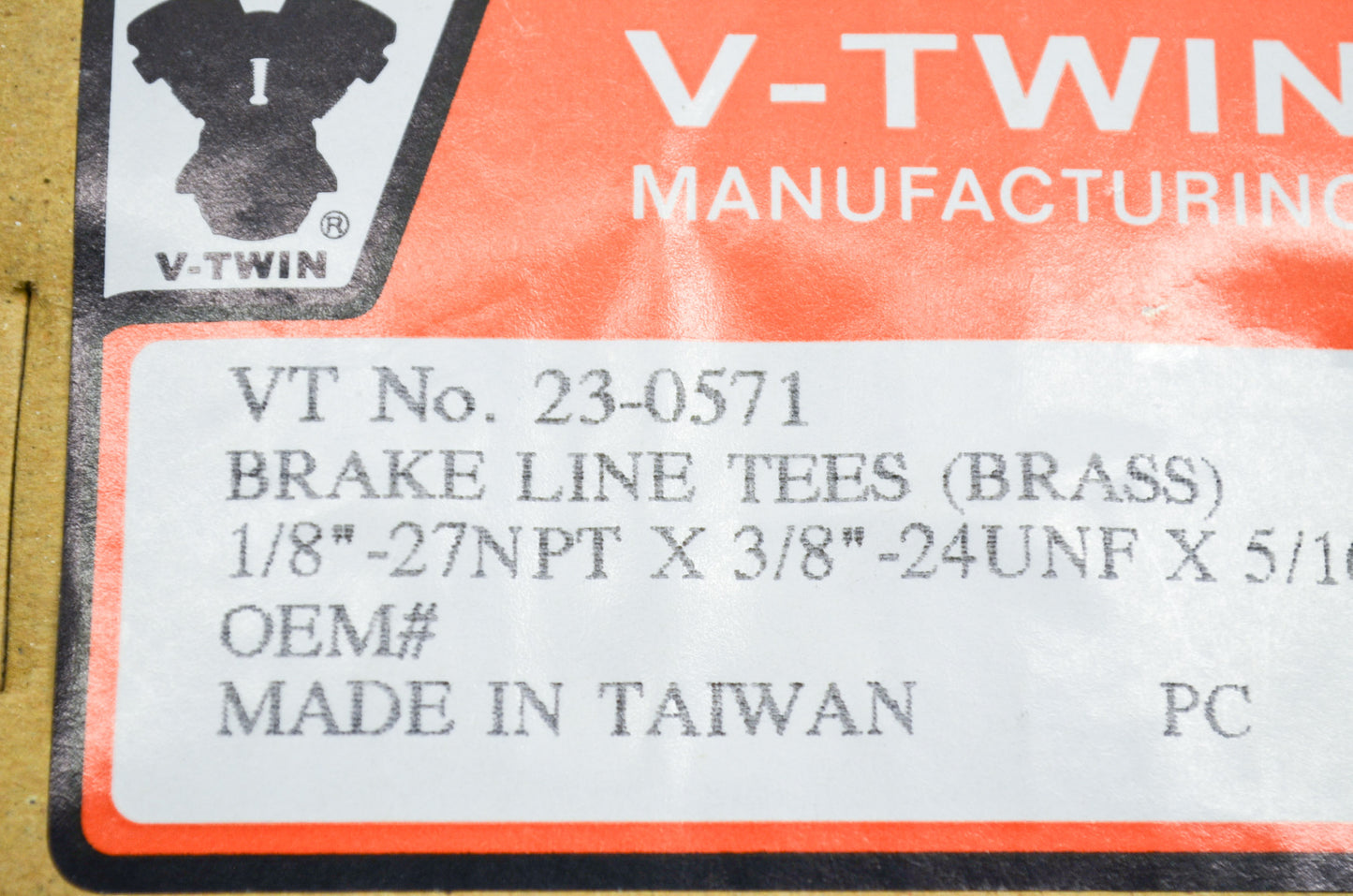 New V-Twin Brake Line Tee Chrome NOS