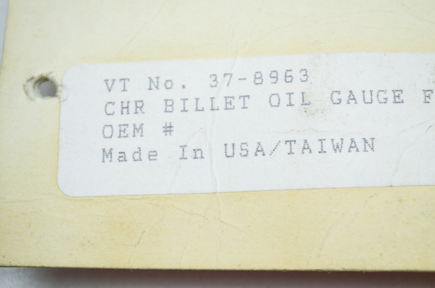 New V-Twin Oil pressure Gauge Fitting Chrome NOS