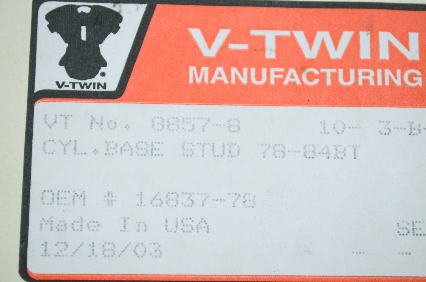 New V-Twin Colony Cylinder Base Stud Qty 4 NOS