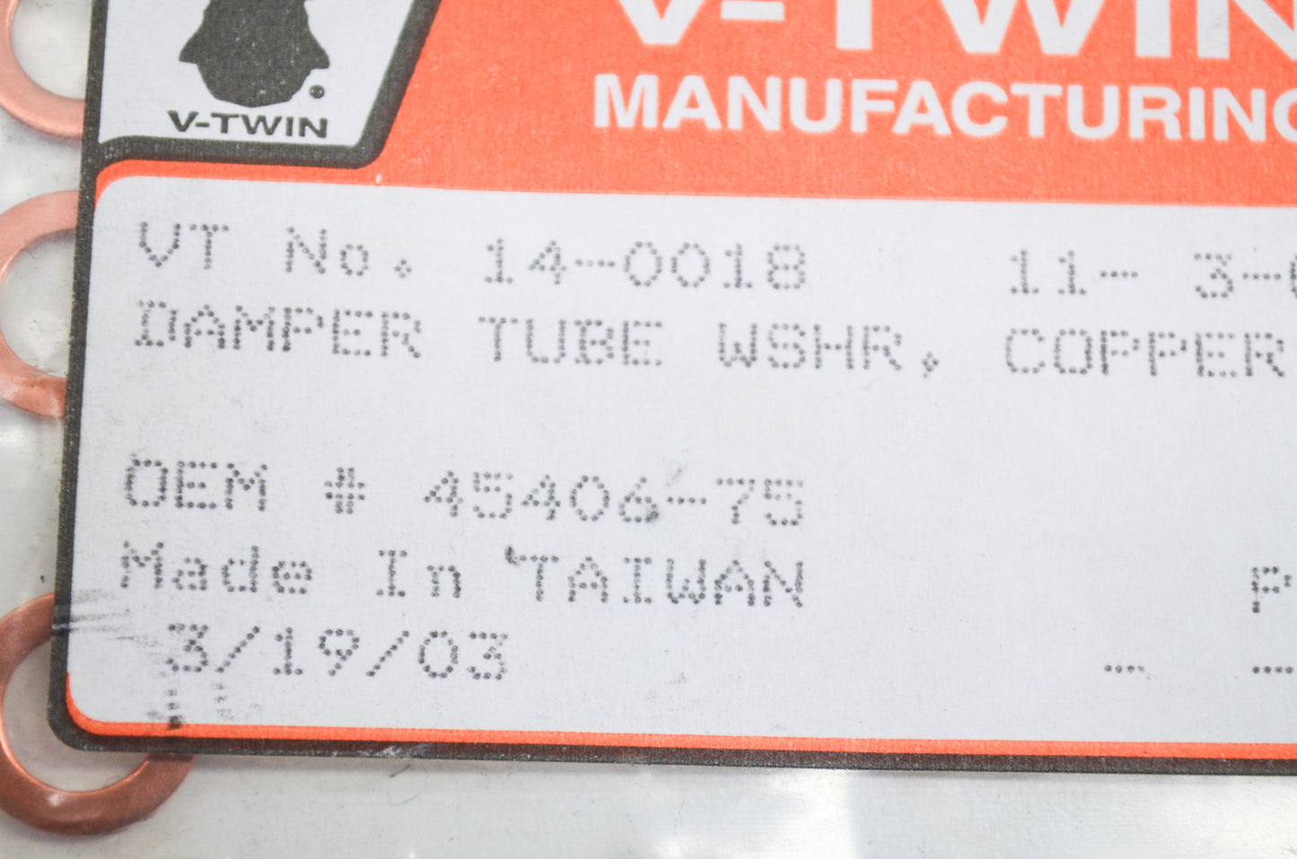 New V-Twin Damper Tube Washer Qty 4 NOS