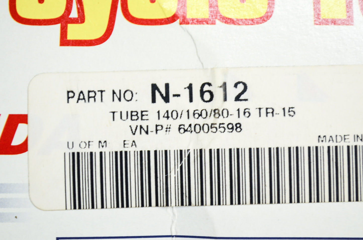 New Kenda 140/160/80-16 TR-15 Motorcycle Tube NOS