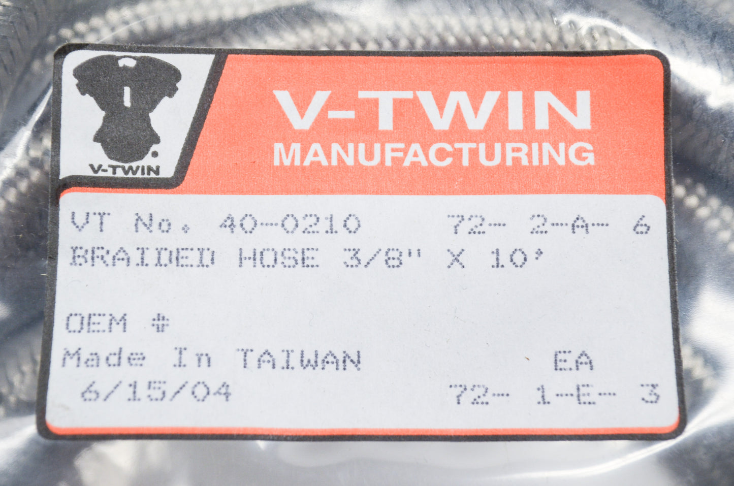 New V-Twin Braided Stainless Steel Hose 3/8' X 10' NOS