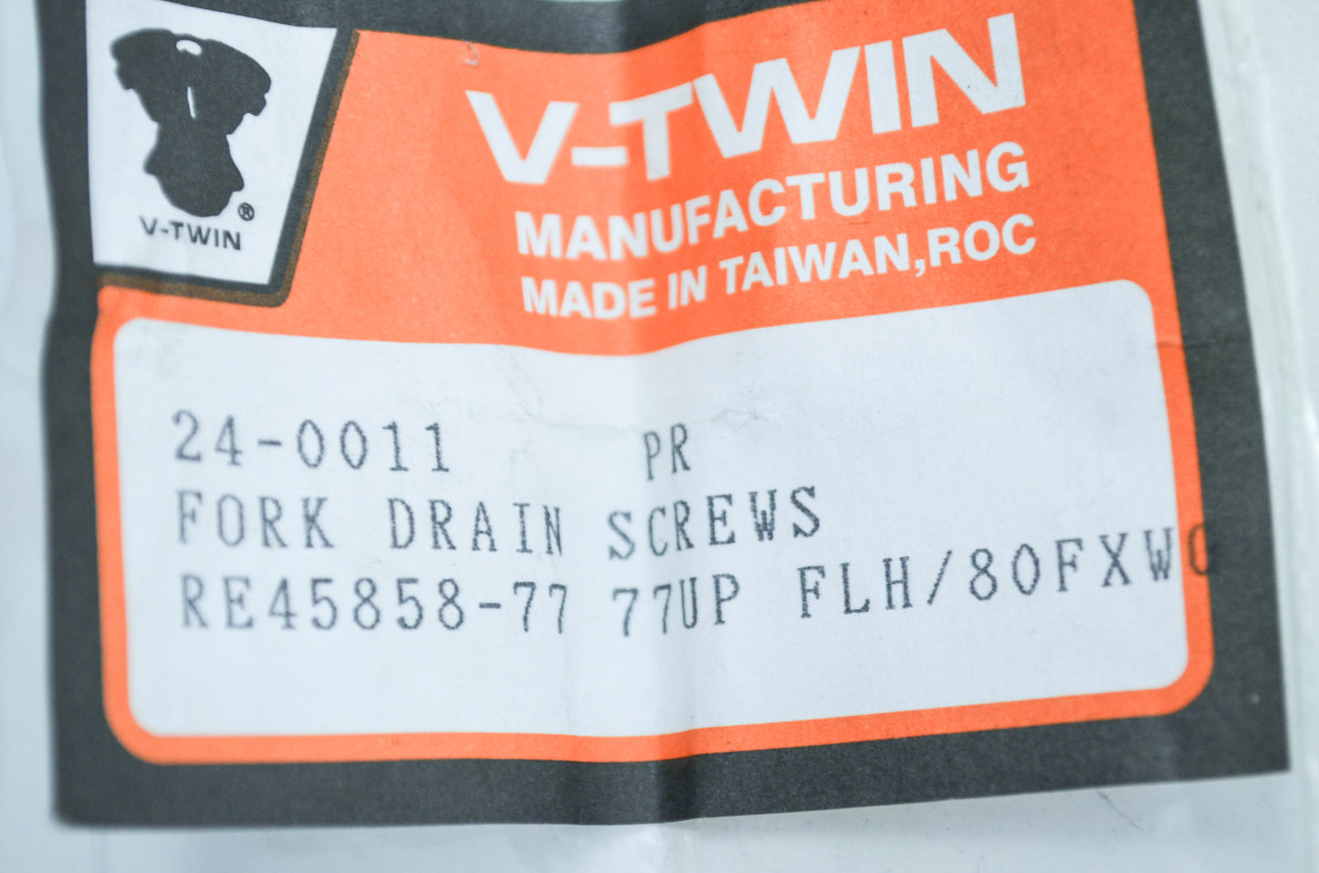 New V-Twin Drain Screw Qty 2 NOS
