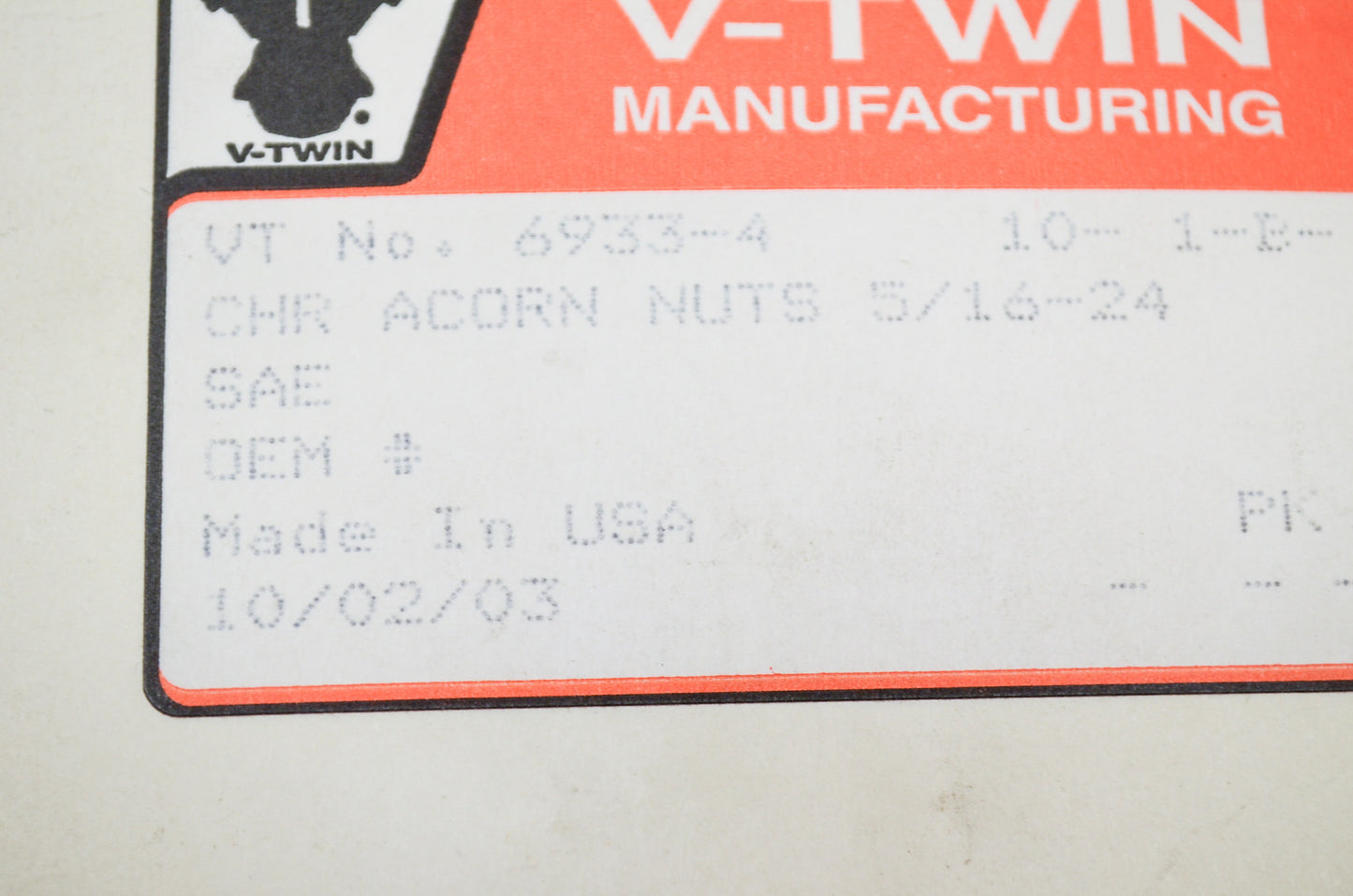 New V-Twin Colony Chrome Acorn Nut Fine 5/16'-24 Thread Qty 4 NOS