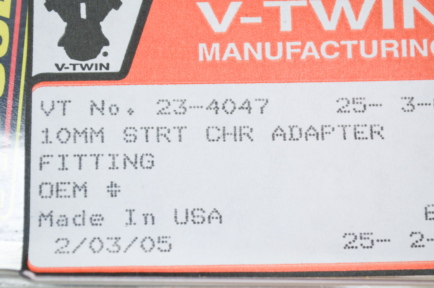 New V-Twin Russell Brake Hose Adapter Fitting Straight NOS
