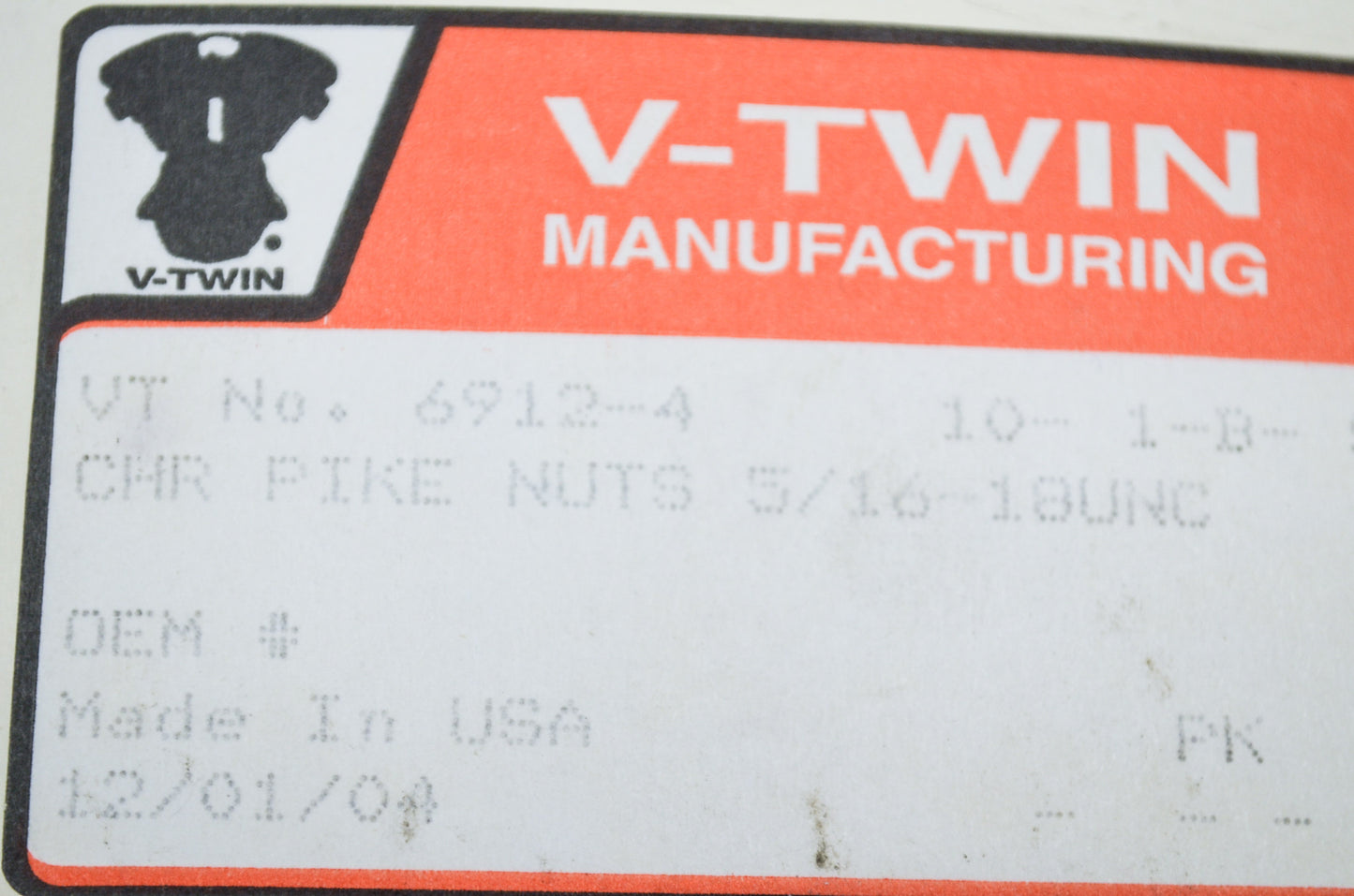 New V-Twin Colony Chrome Pike Nut, 5/16'-18 Coarse Thread Qty 5 NOS