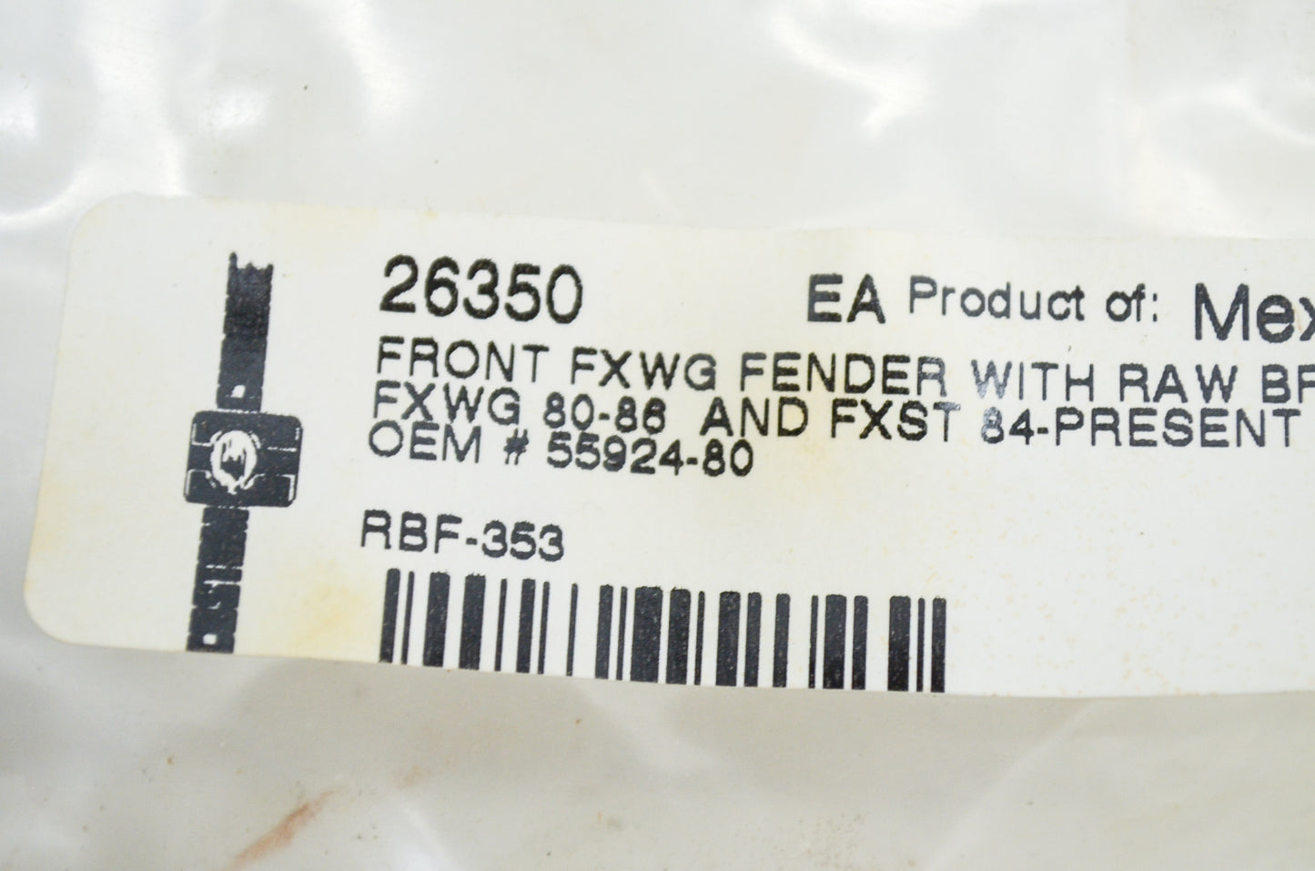 Raw Front Fender 80-88 FXWG 84-UP FXST NOS
