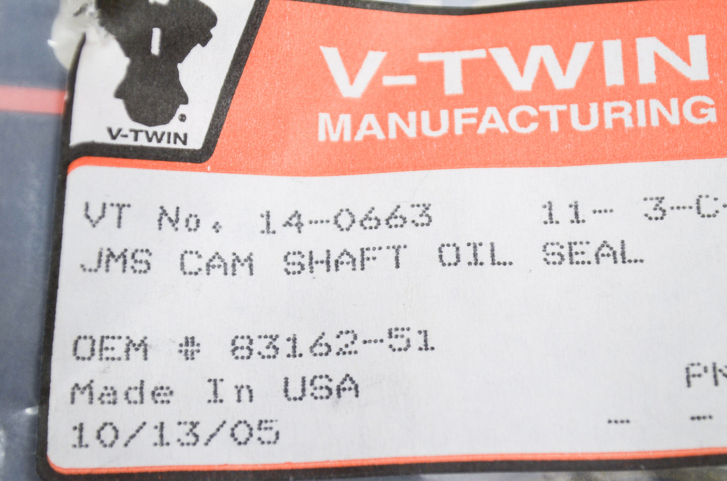 New V-Twin Cam Cover Oil Seal NOS