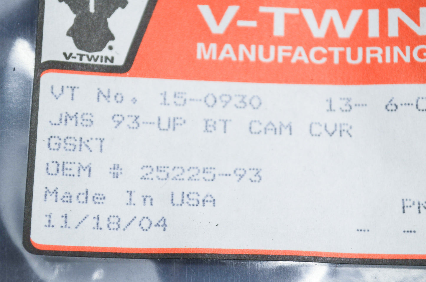 New V-Twin James Cam Cover Gasket NOS