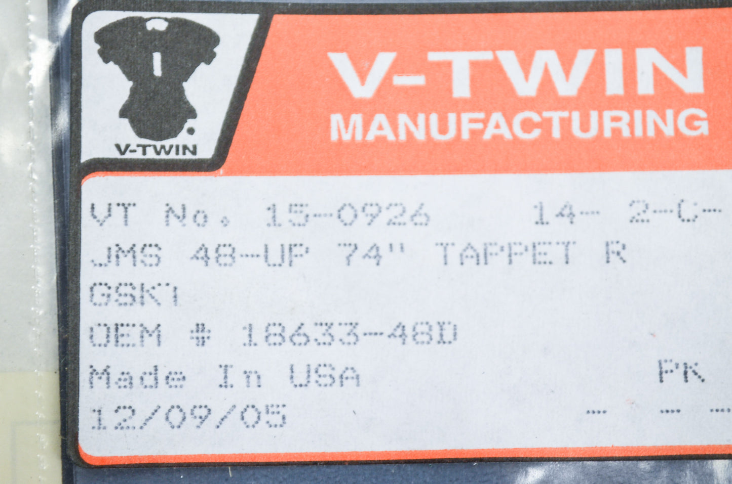 New V-Twin James Tappet Rear Gasket NOS