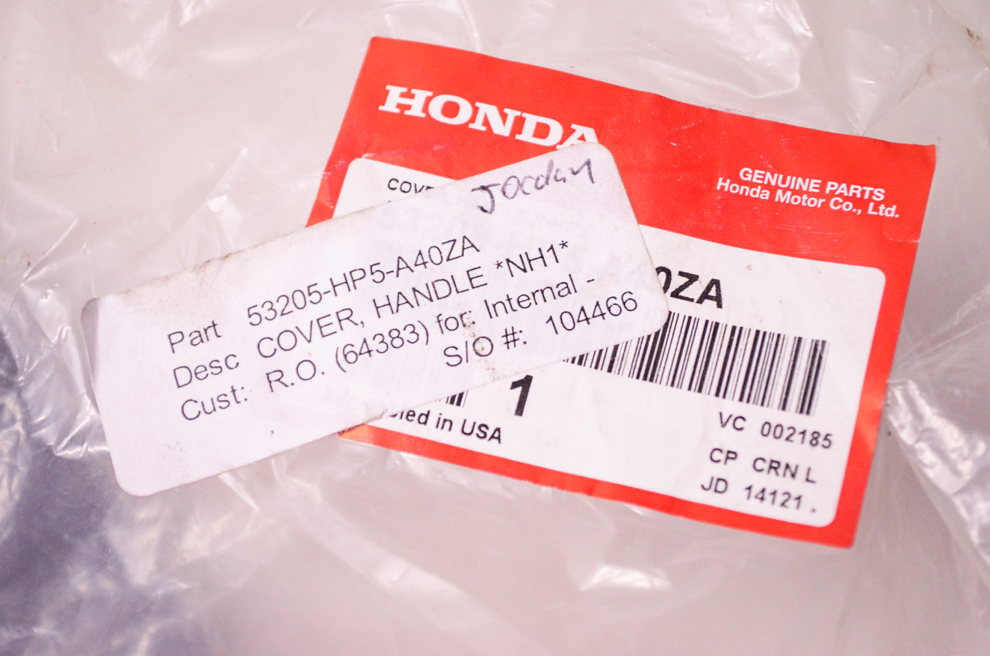 OEM Honda 53205-HP5-A40ZA Handle Cover NH1 NOS