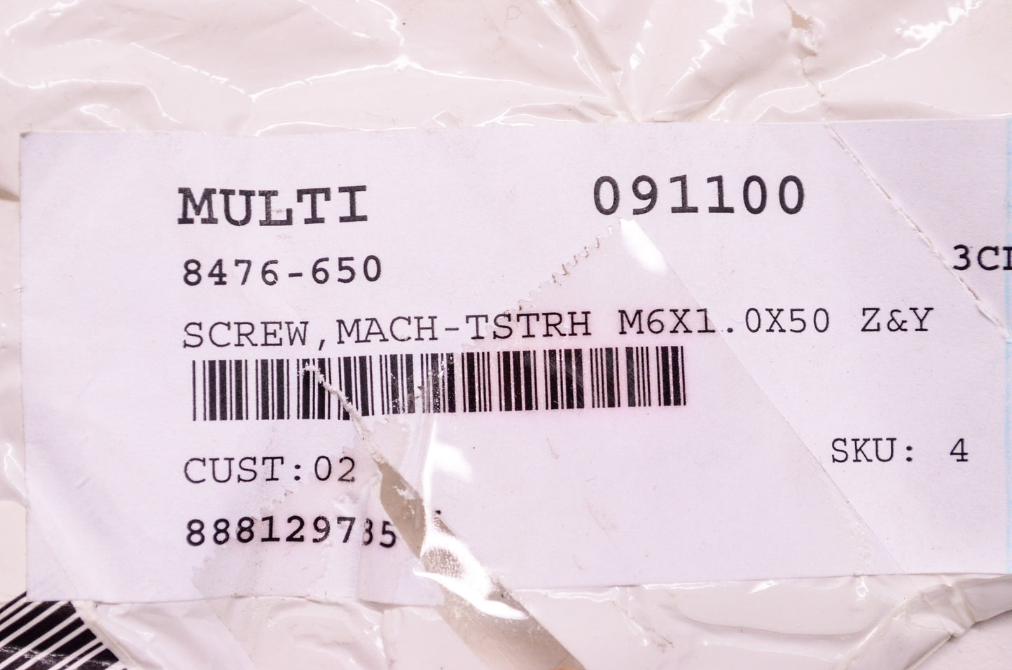 OEM Arctic Cat 8476-650 Machine Screw TSTRH M6X1.0X50 Z&Y NOS