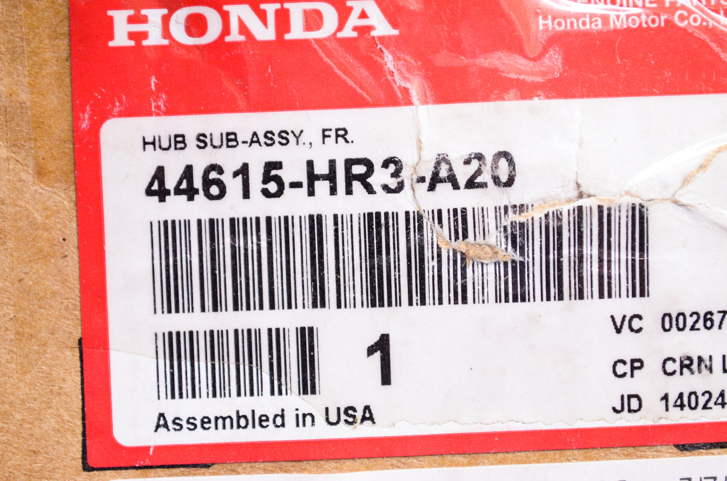 Front Hub Sub Assembly NOS