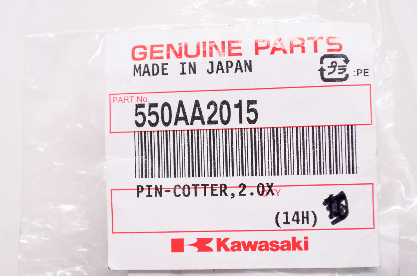 OEM Kawasaki 550AA2015 Cotter Pin 2.0X15 Qty 2 NOS