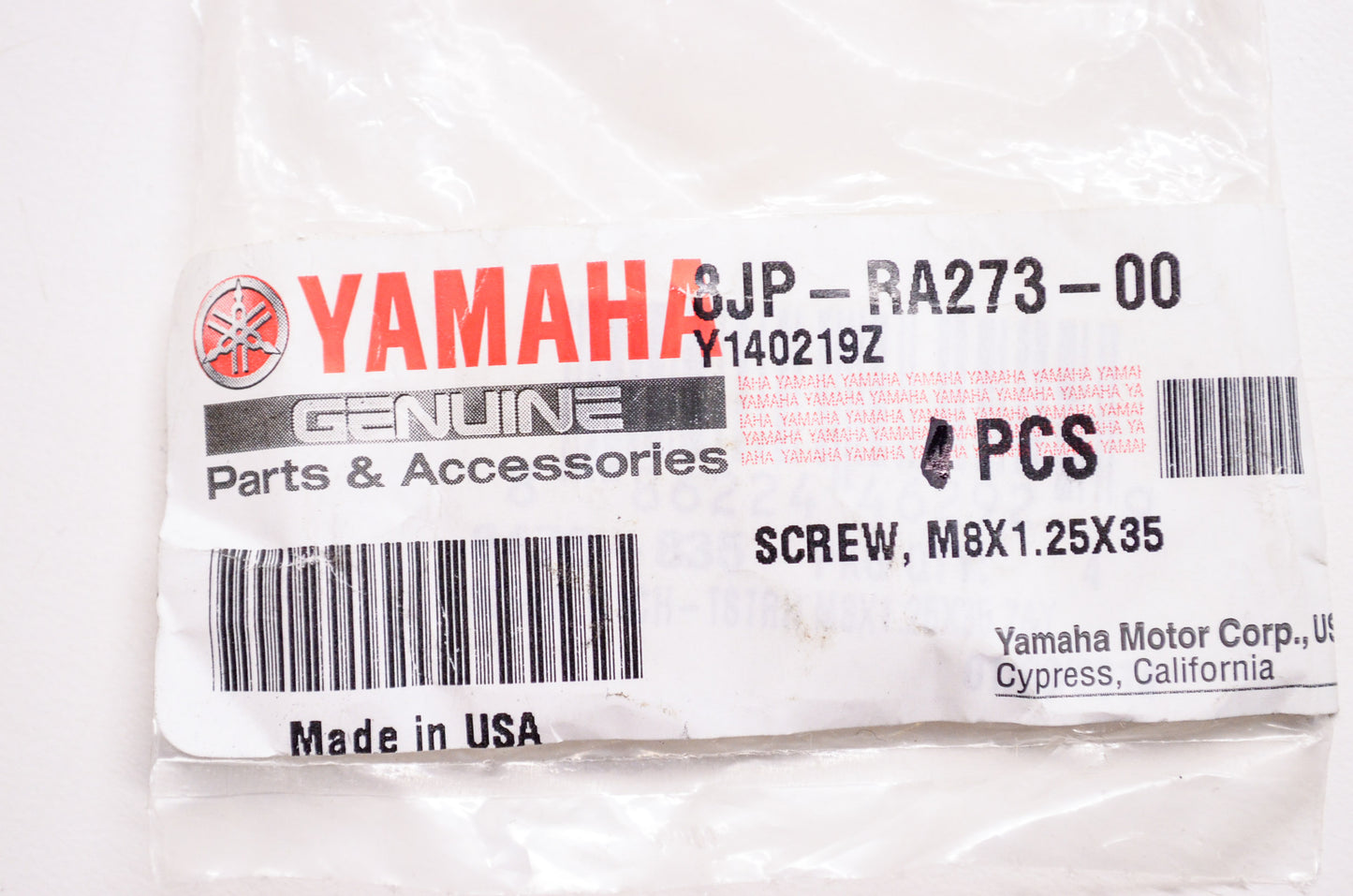 OEM Yamaha 8JP-RA273-00-00 Screw M8x1.25x35 Qty 2 NOS