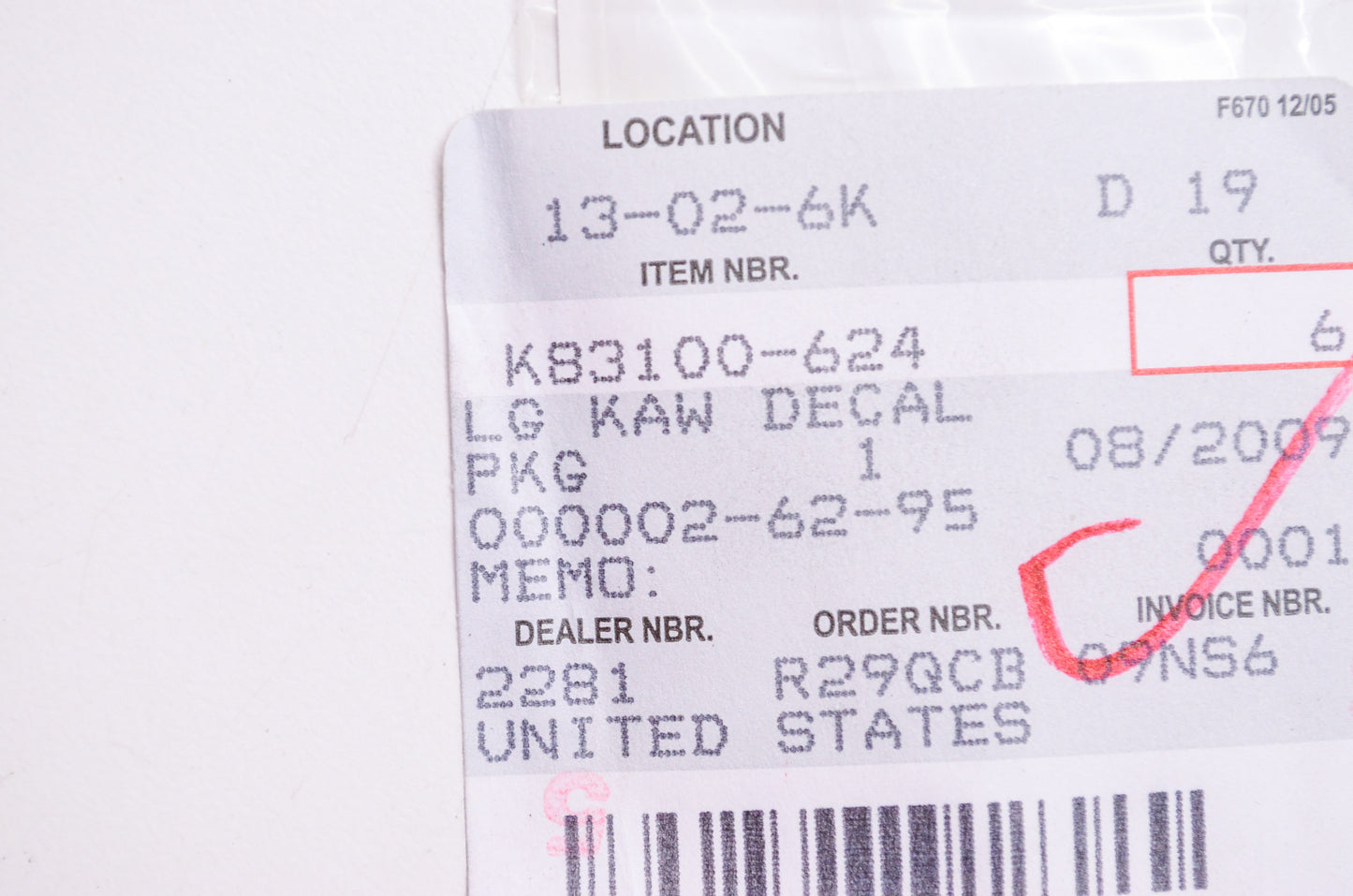New OEM Kawasaki Large Decal Kawasaki NOS