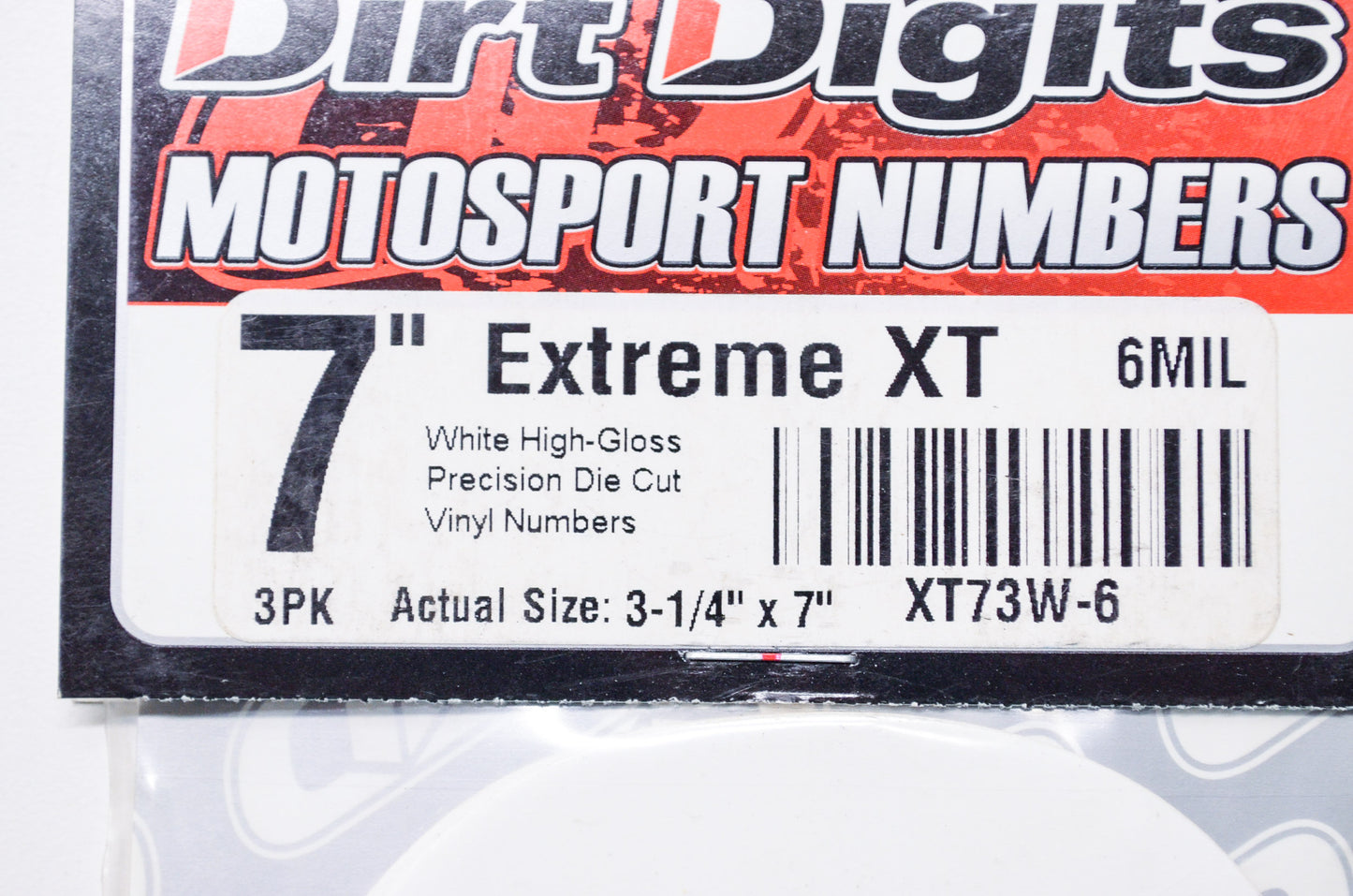 Motorsport Numbers 7'x3-1/4' White Gloss Vinyl #6 Qty 3 NOS