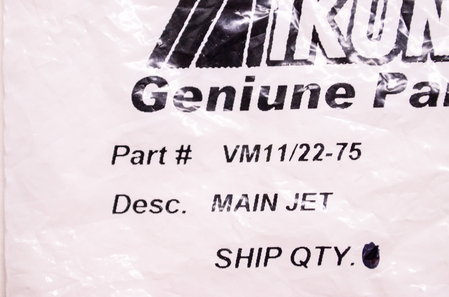 New Mikuni Main Jet Round #75 NOS
