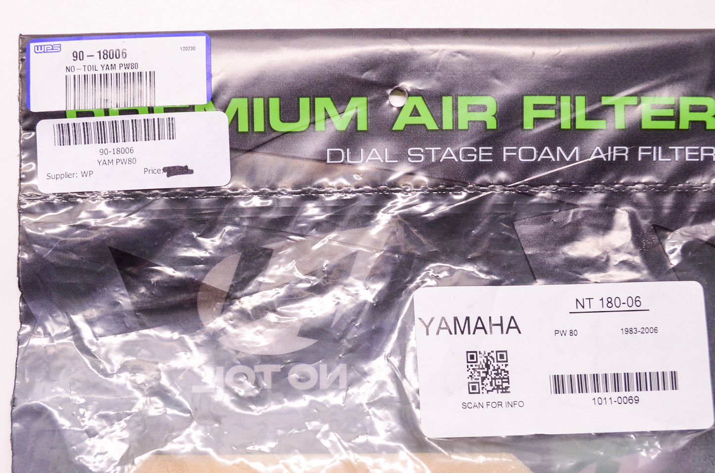 No Toil 90-18006, 1011-0069 Premium Air Filter Yamaha PW 80 '83-06 NOS