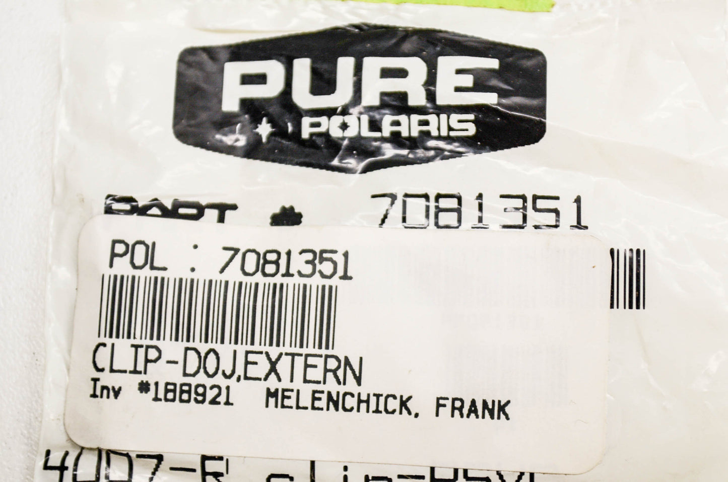 OEM Polaris 7081351 Service External DOJ Clip NOS