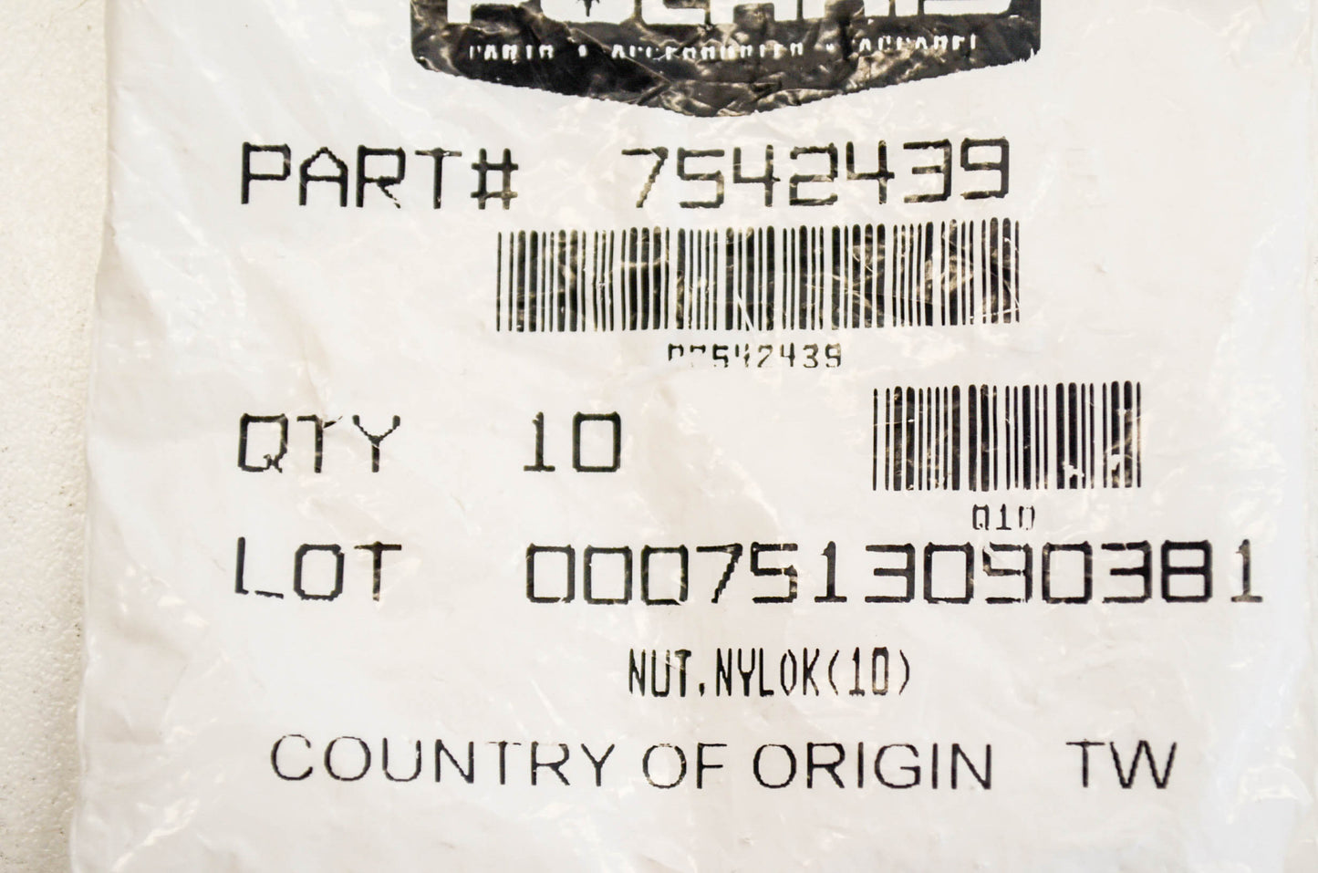 OEM Polaris 7542439 Nylok Nut Qty 3 NOS