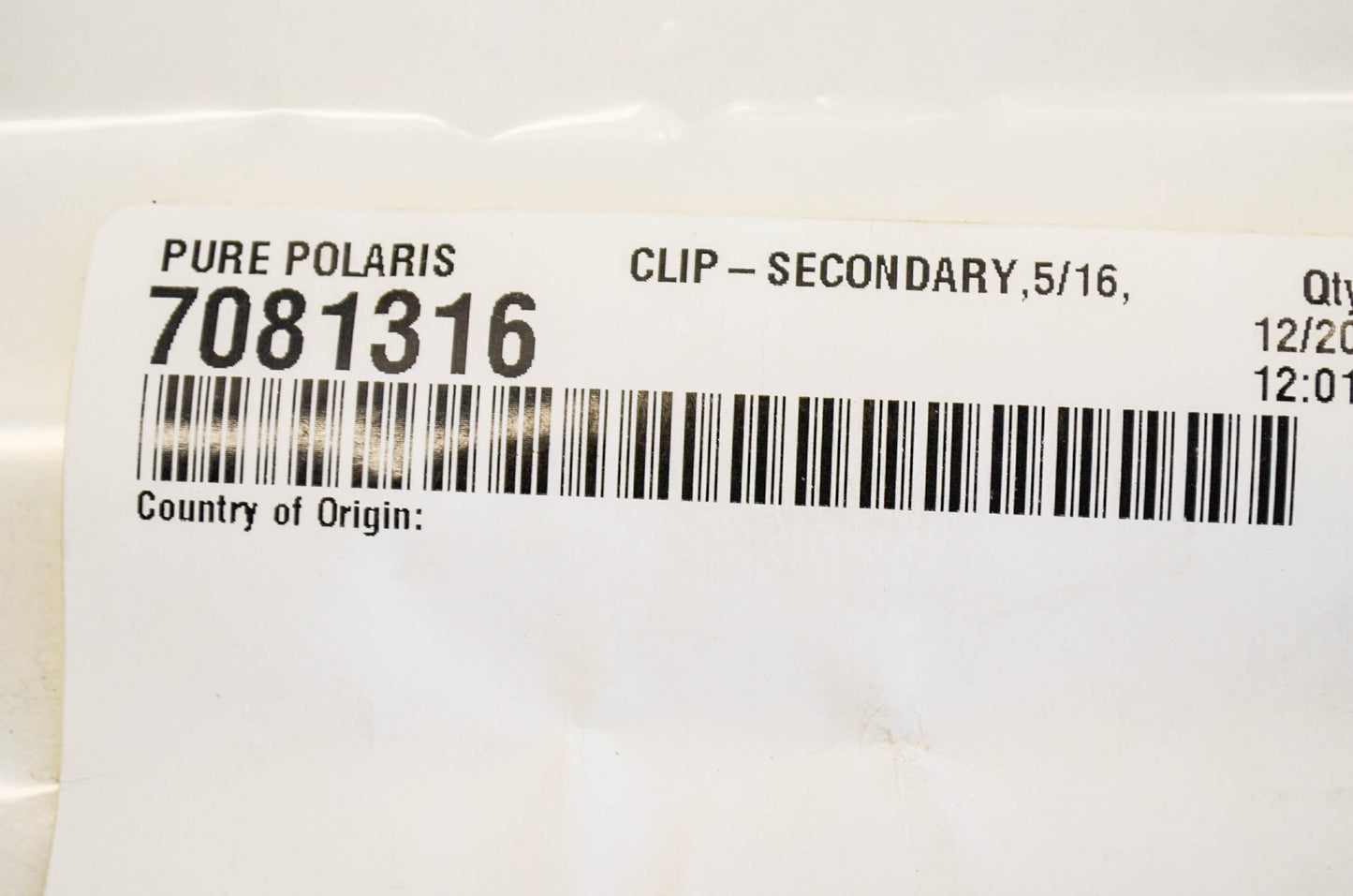 OEM Polaris 7081316 Secondary Clip 5/16' NOS