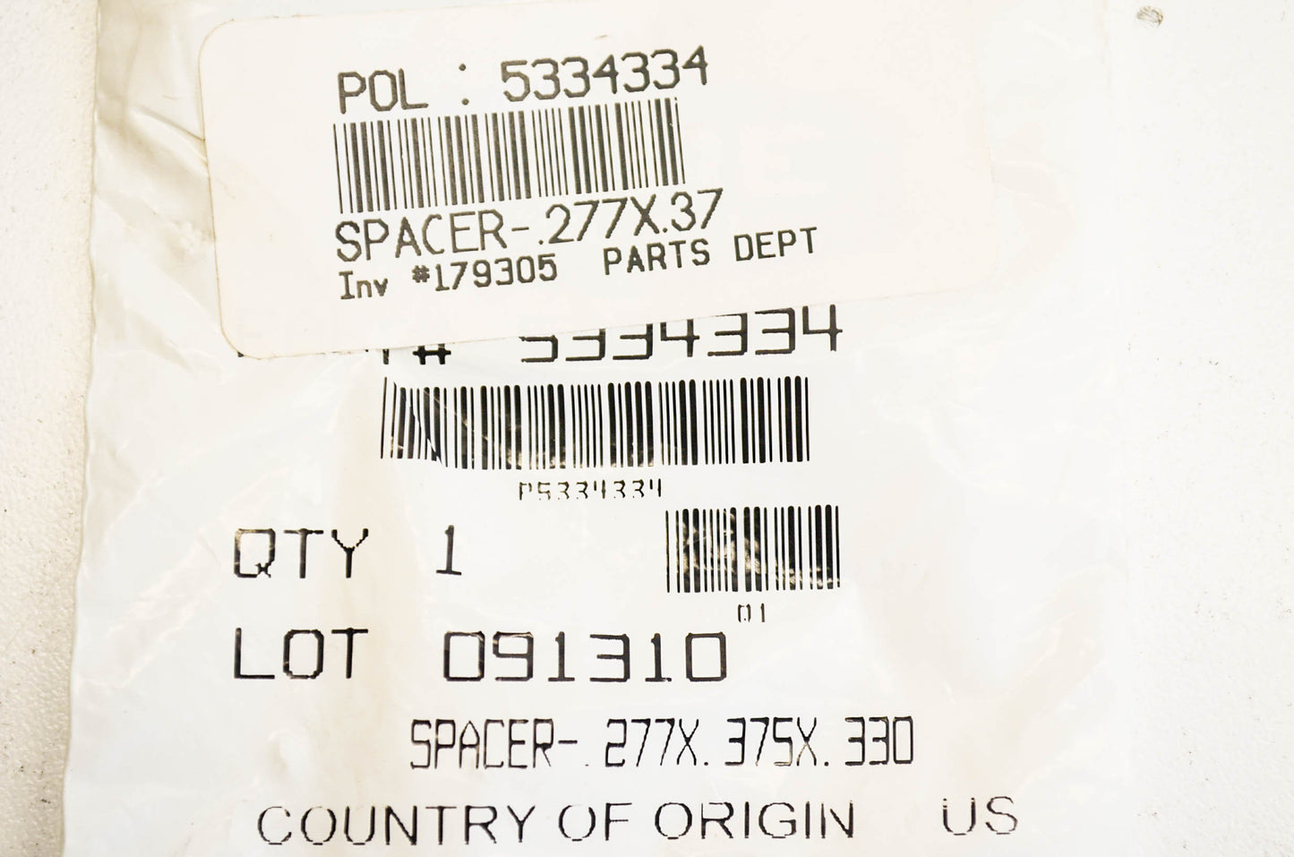 OEM Polaris 5334334 Spacer .277X.375X.330 Qty 2 NOS
