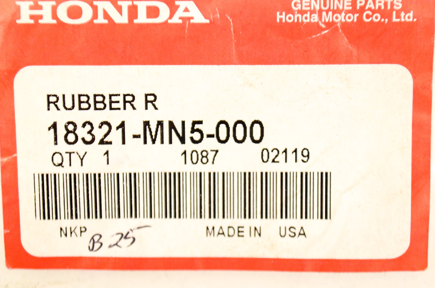 OEM Honda 18321-MN5-000 Right Rubber NOS