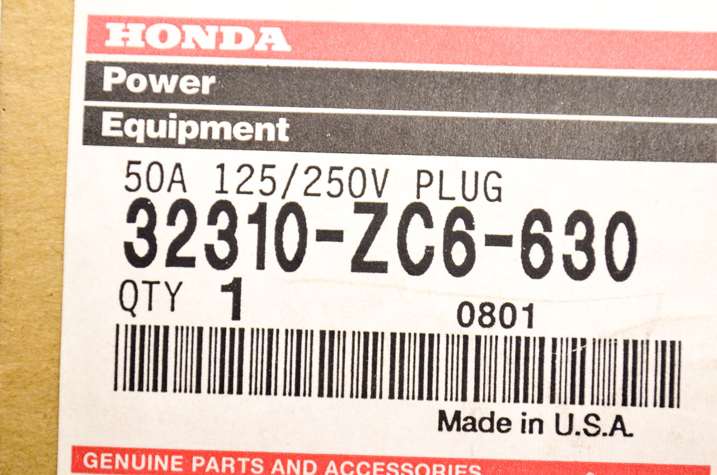 New OEM Honda 50A 125/250V Plug NOS